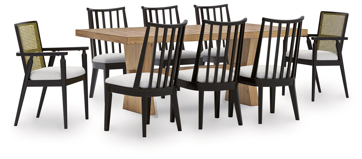 Galliden Dining Table and 8 Chairs in Light Brown from Ashley Furniture - Luna Furniture
