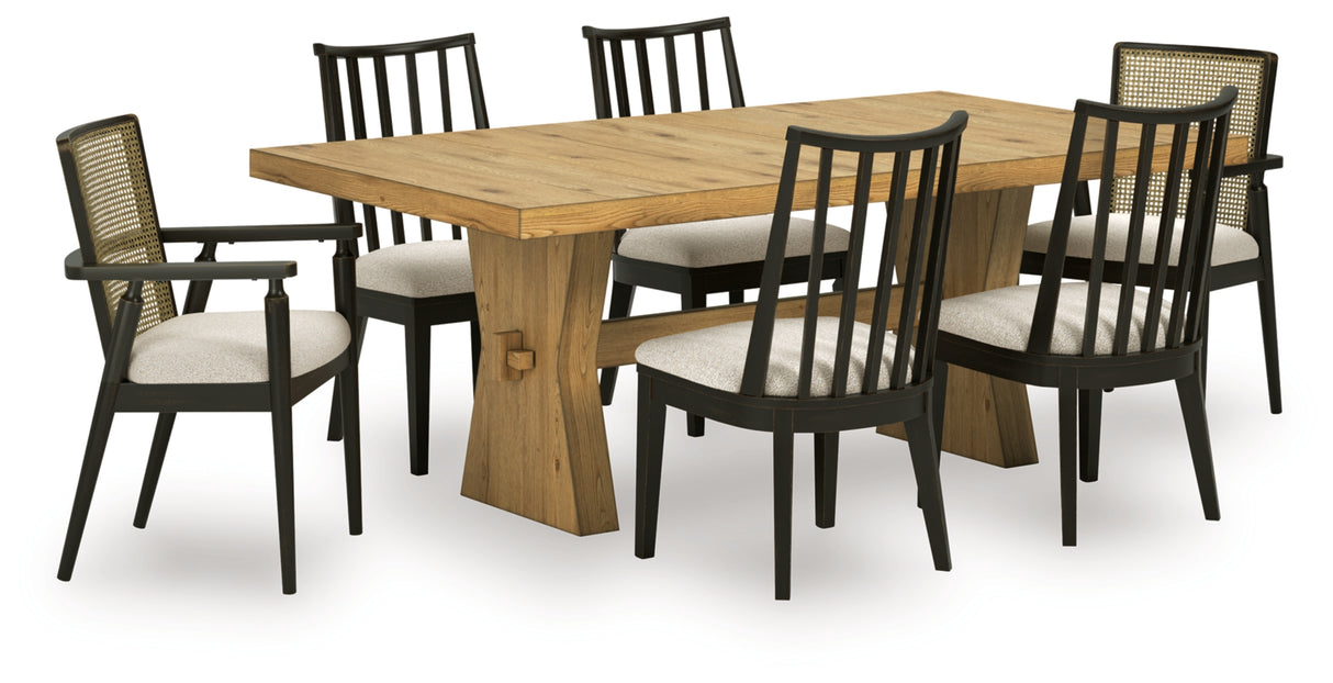 Galliden Dining Table and 6 Chairs in Light Brown from Ashley Furniture - Luna Furniture