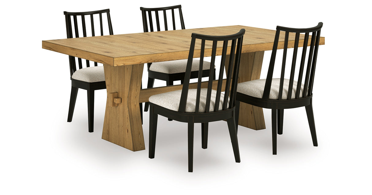 Galliden Light Brown Dining Table and 4 Chairs from Ashley - Luna Furniture