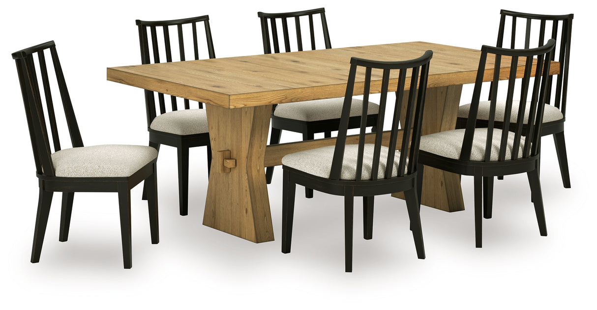 Galliden Light Brown Dining Table and 6 Chairs from Ashley Furniture - Luna Furniture