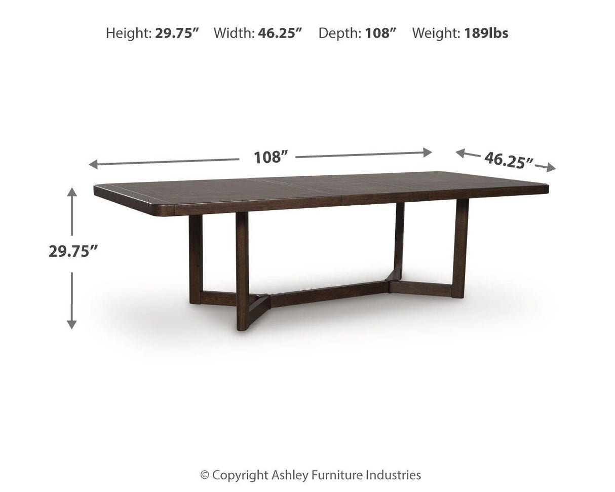 Dilenno Dark Brown Extension Dining Table and 6 Chairs from Ashley - Luna Furniture