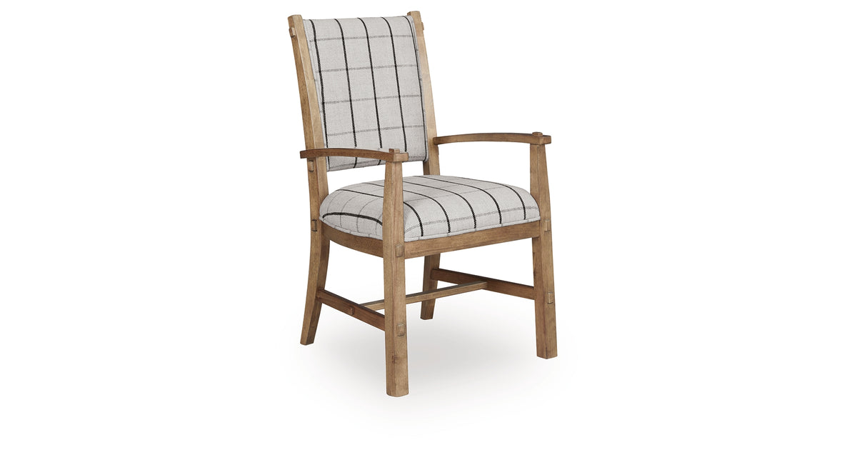 Ridgester Natural Brown Ladderback Upholstered Armchair, Set of 2 from Ashley Furniture - Luna Furniture