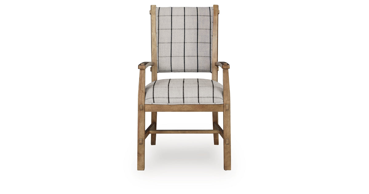 Ridgester Natural Brown Ladderback Upholstered Armchair, Set of 2 from Ashley Furniture - Luna Furniture