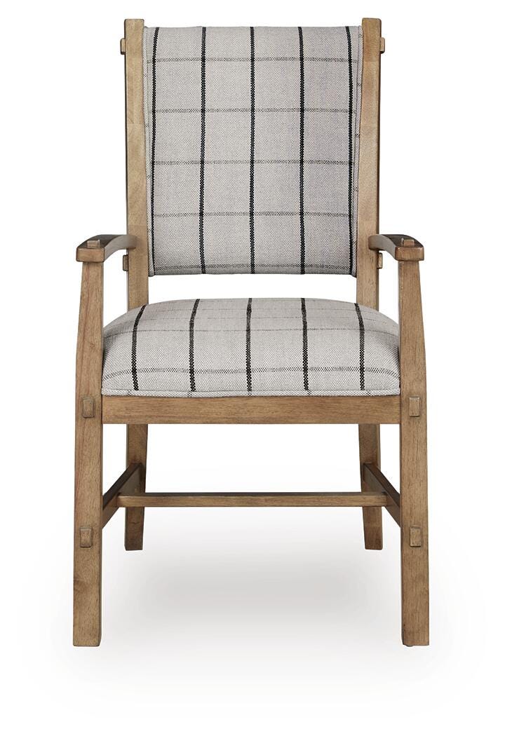 Ridgester Natural Brown Ladderback Upholstered Armchair, Set of 2 from Ashley Furniture - Luna Furniture