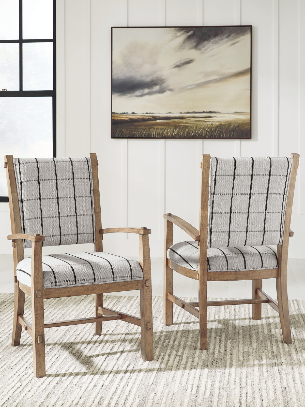 Ridgester Natural Brown Ladderback Upholstered Armchair, Set of 2 from Ashley Furniture - Luna Furniture