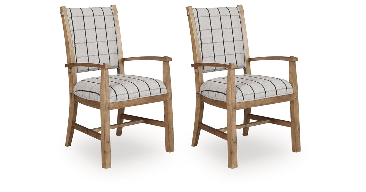 Ridgester Natural Brown Ladderback Upholstered Armchair, Set of 2 from Ashley Furniture - Luna Furniture