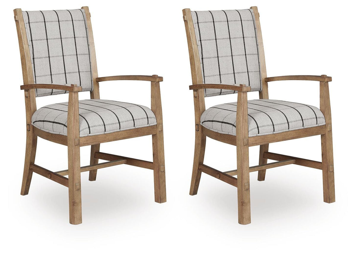 Ridgester Natural Brown Ladderback Upholstered Armchair, Set of 2 from Ashley Furniture - Luna Furniture