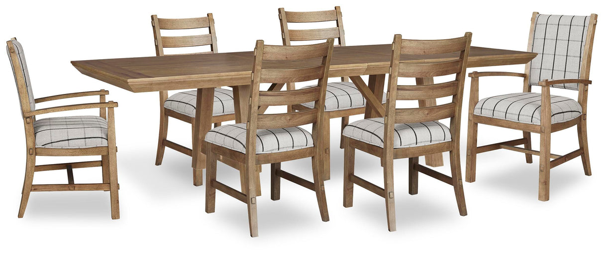 Ridgester Light Brown Extension Dining Table, 2 Arm Chairs and 4 Side Chairs from Ashley - Luna Furniture