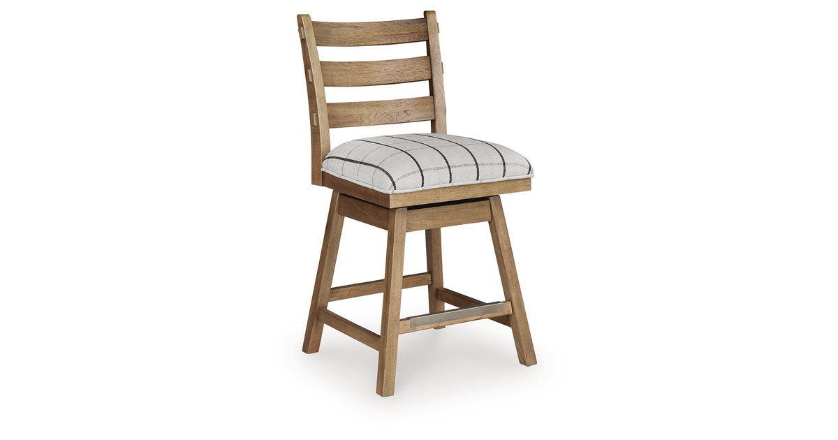 Ridgester Natural Brown Upholstered Barstool, Set of 2 from Ashley Furniture - Luna Furniture