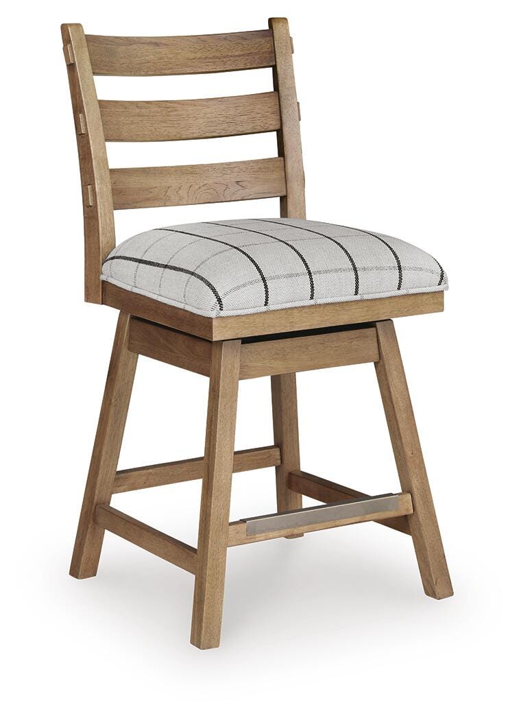 Ridgester Natural Brown Upholstered Barstool, Set of 2 from Ashley Furniture - Luna Furniture