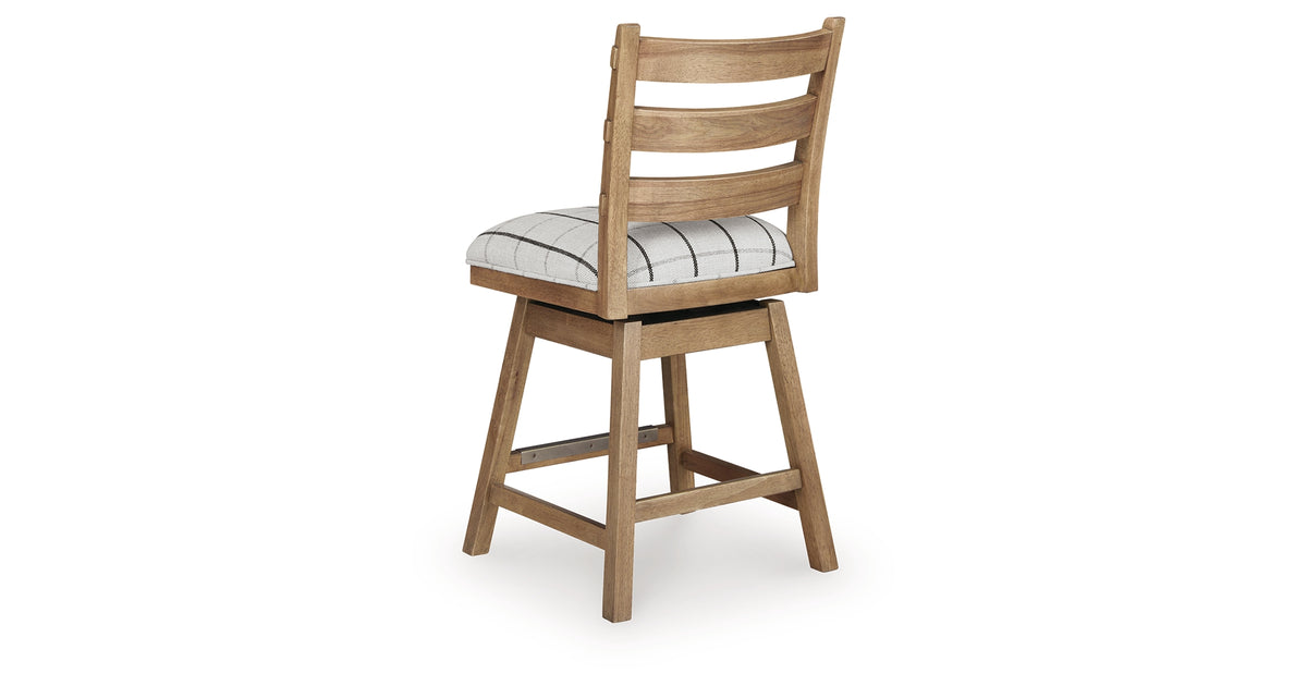 Ridgester Natural Brown Upholstered Barstool, Set of 2 from Ashley Furniture - Luna Furniture