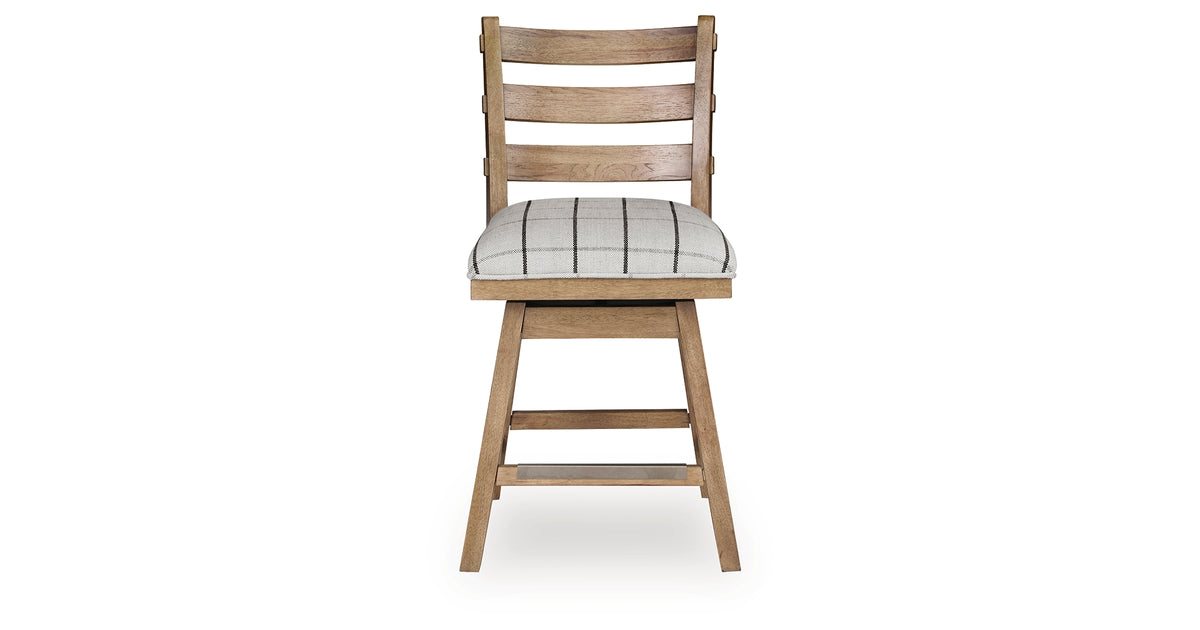 Ridgester Natural Brown Upholstered Barstool, Set of 2 from Ashley Furniture - Luna Furniture