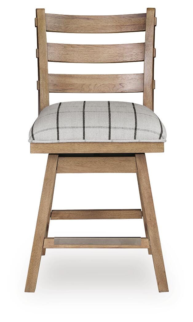 Ridgester Natural Brown Upholstered Barstool, Set of 2 from Ashley Furniture - Luna Furniture