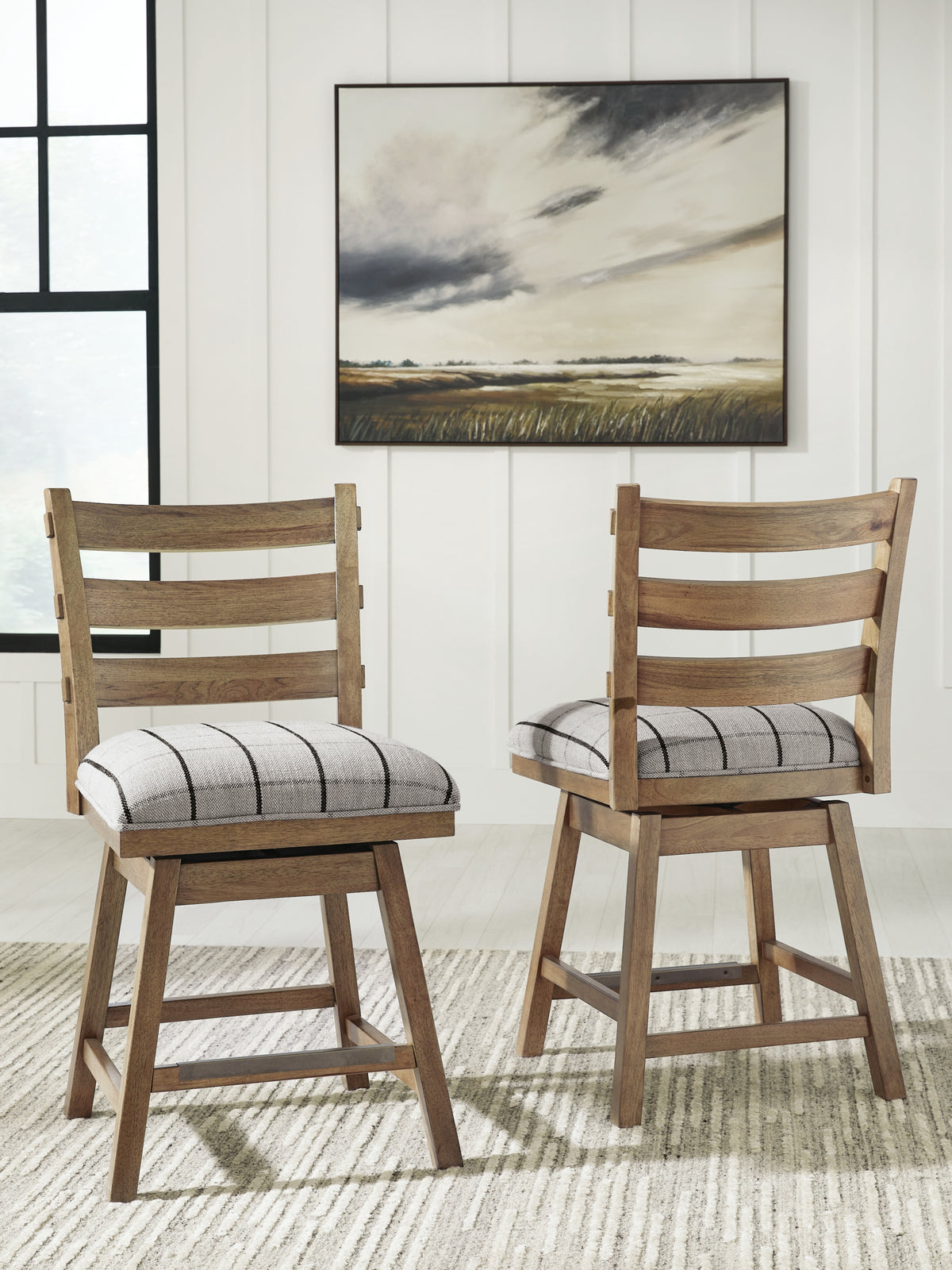Ridgester Natural Brown Upholstered Barstool, Set of 2 from Ashley Furniture - Luna Furniture