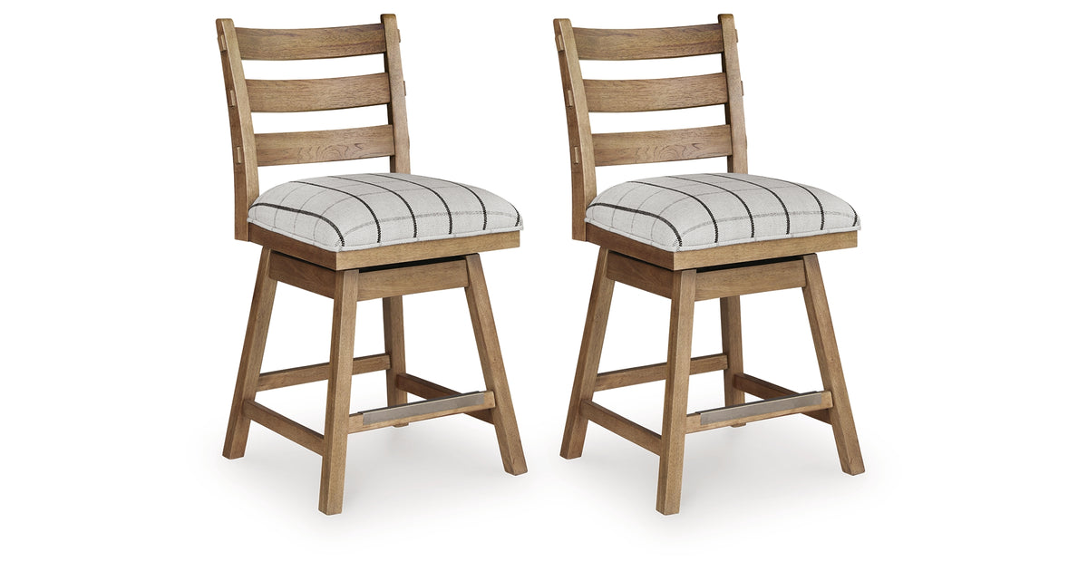 Ridgester Natural Brown Upholstered Barstool, Set of 2 from Ashley Furniture - Luna Furniture