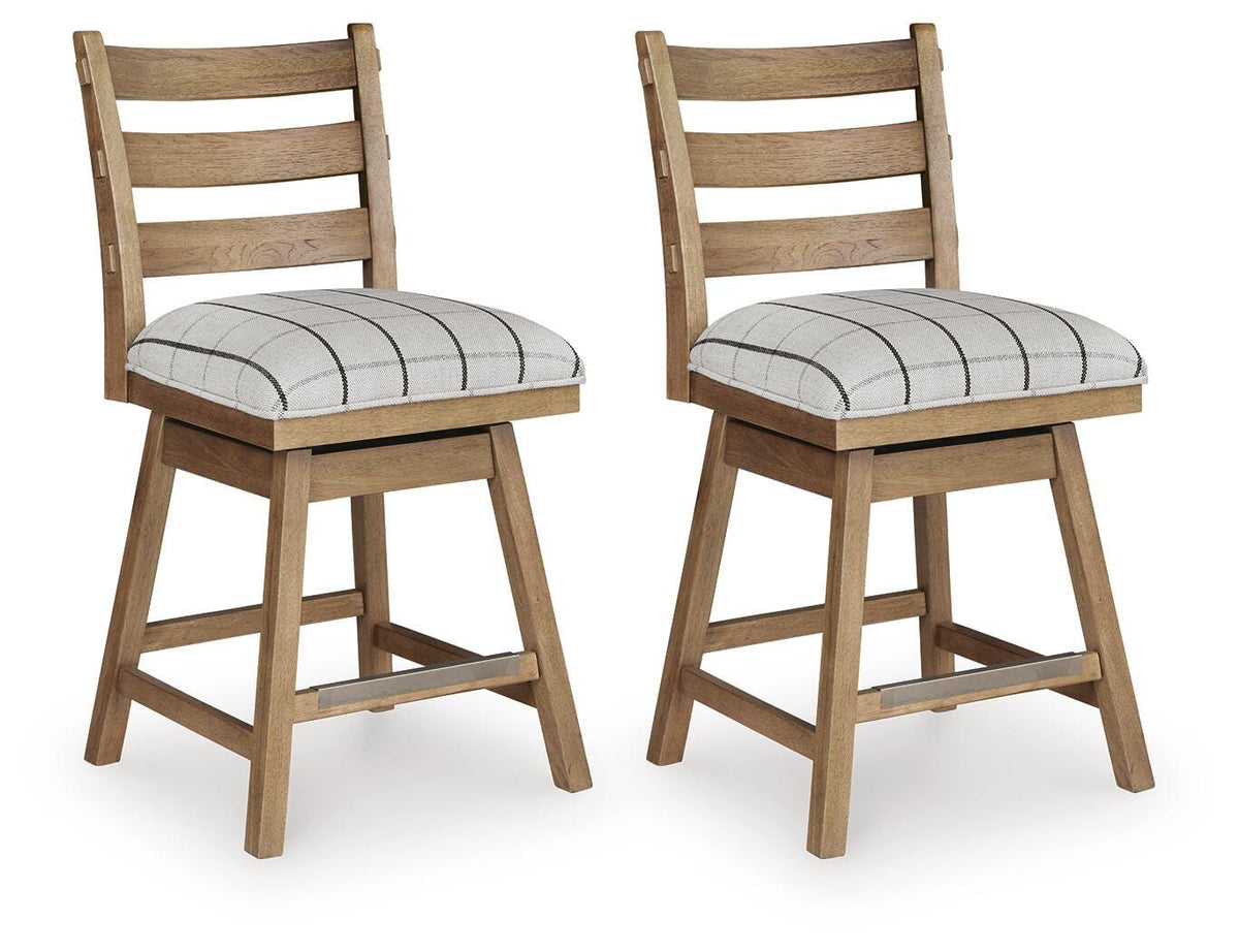 Ridgester Natural Brown Upholstered Barstool, Set of 2 from Ashley Furniture - Luna Furniture