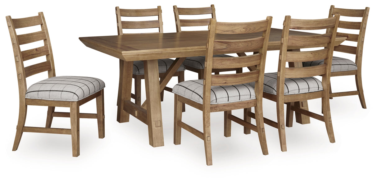Ridgester Natural Wood Extension Dining Table and 6 Chairs from Ashley - Luna Furniture