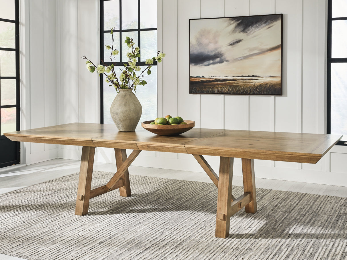 Ridgester Natural Brown Extendable Dining Room Table from Ashley - Luna Furniture
