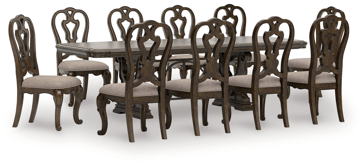 Maylee Dining Table and 10 Chairs in Dark Brown from Ashley - Luna Furniture