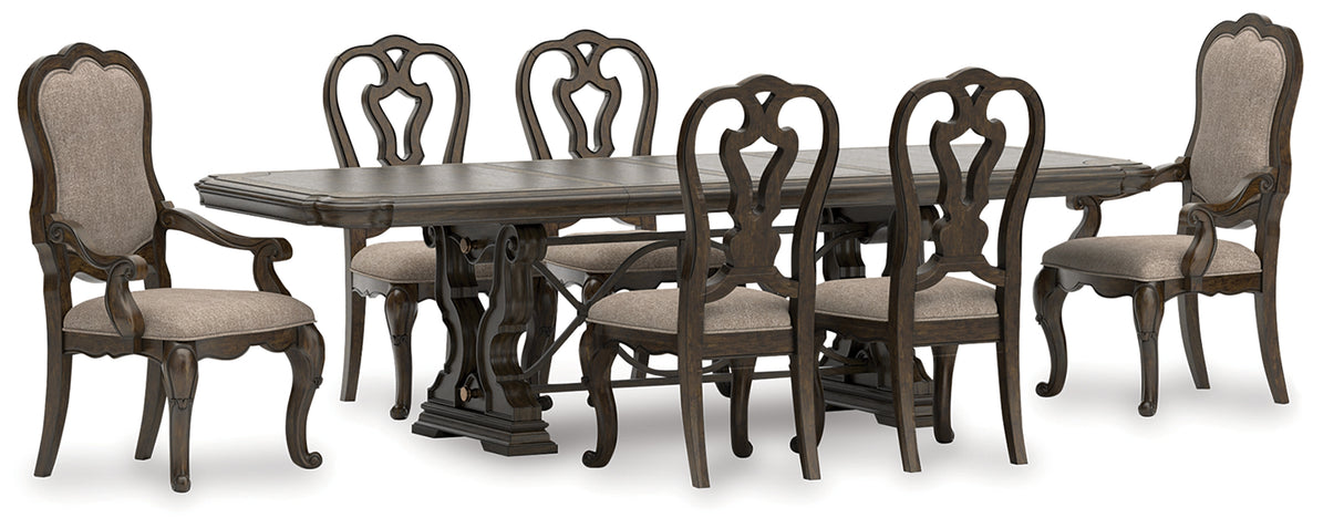 Maylee Dark Brown Extension Dining Room Set from Ashley Furniture - Luna Furniture