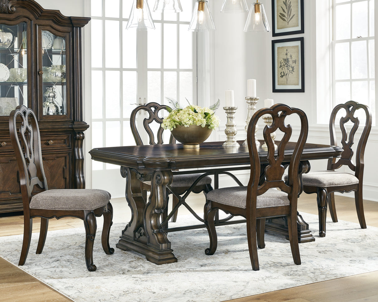 Maylee Dining Table and 8 Chairs in Dark Brown from Ashley Furniture - Luna Furniture