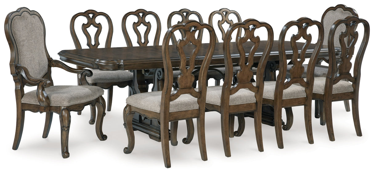 Maylee Dining Table and 10 Chairs in Dark Brown from Ashley - Luna Furniture