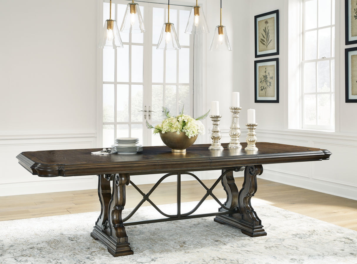 Maylee Dining Table and 10 Chairs in Dark Brown from Ashley - Luna Furniture