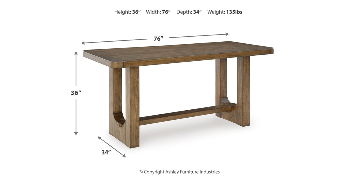 Cabalynn Counter Height Dining Table and 4 Barstools with Storage in Light Brown from Ashley - Luna Furniture