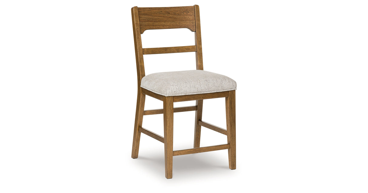 Cabalynn Oatmeal/Light Brown Counter Height Barstool, Set of 2 from Ashley Furniture - Luna Furniture