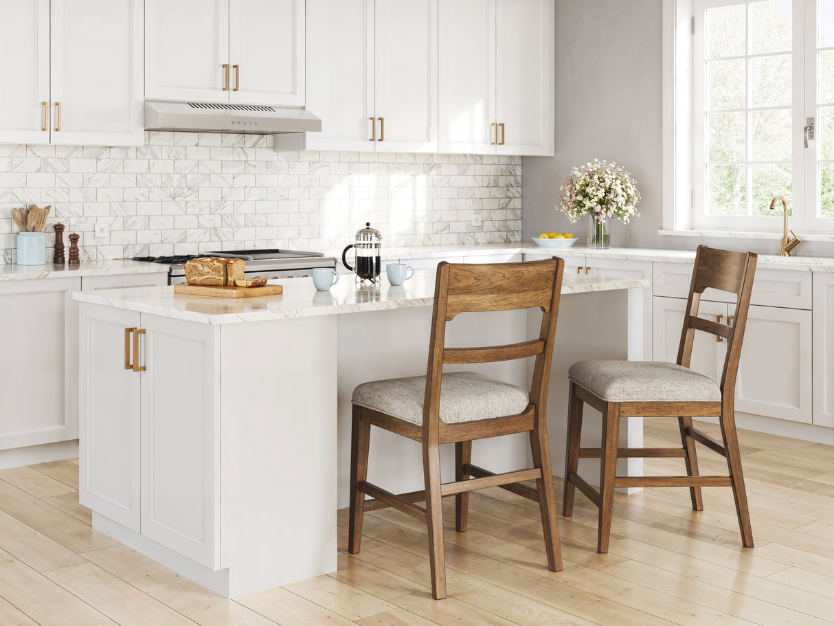 Cabalynn Oatmeal/Light Brown Counter Height Barstool, Set of 2 from Ashley Furniture - Luna Furniture