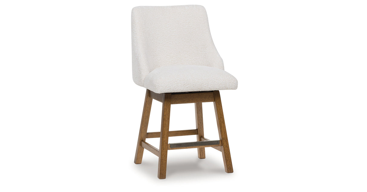 Cabalynn Oatmeal/Light Brown Counter Height Barstool, Set of 2 from Ashley - Luna Furniture