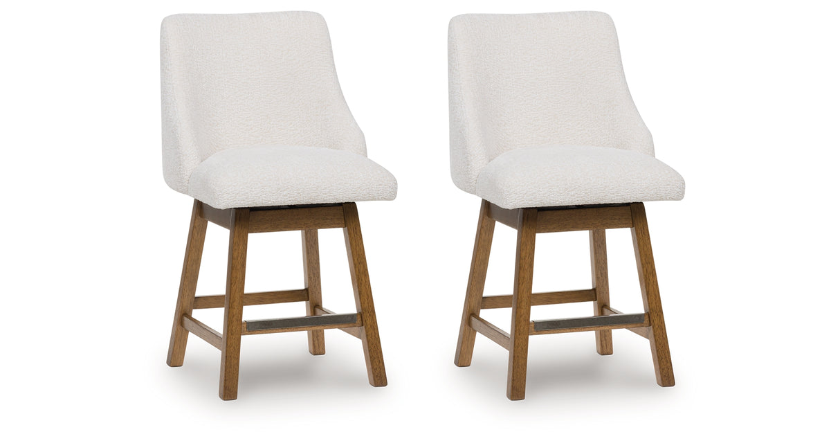 Cabalynn Oatmeal/Light Brown Counter Height Barstool, Set of 2 from Ashley - Luna Furniture
