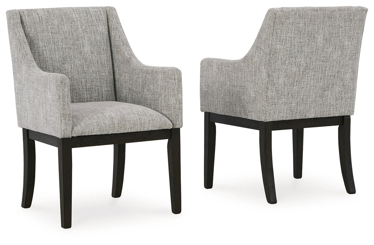 Burkhaus Beige/Dark Brown Dining Arm Chair, Set of 2 from Ashley Furniture - Luna Furniture