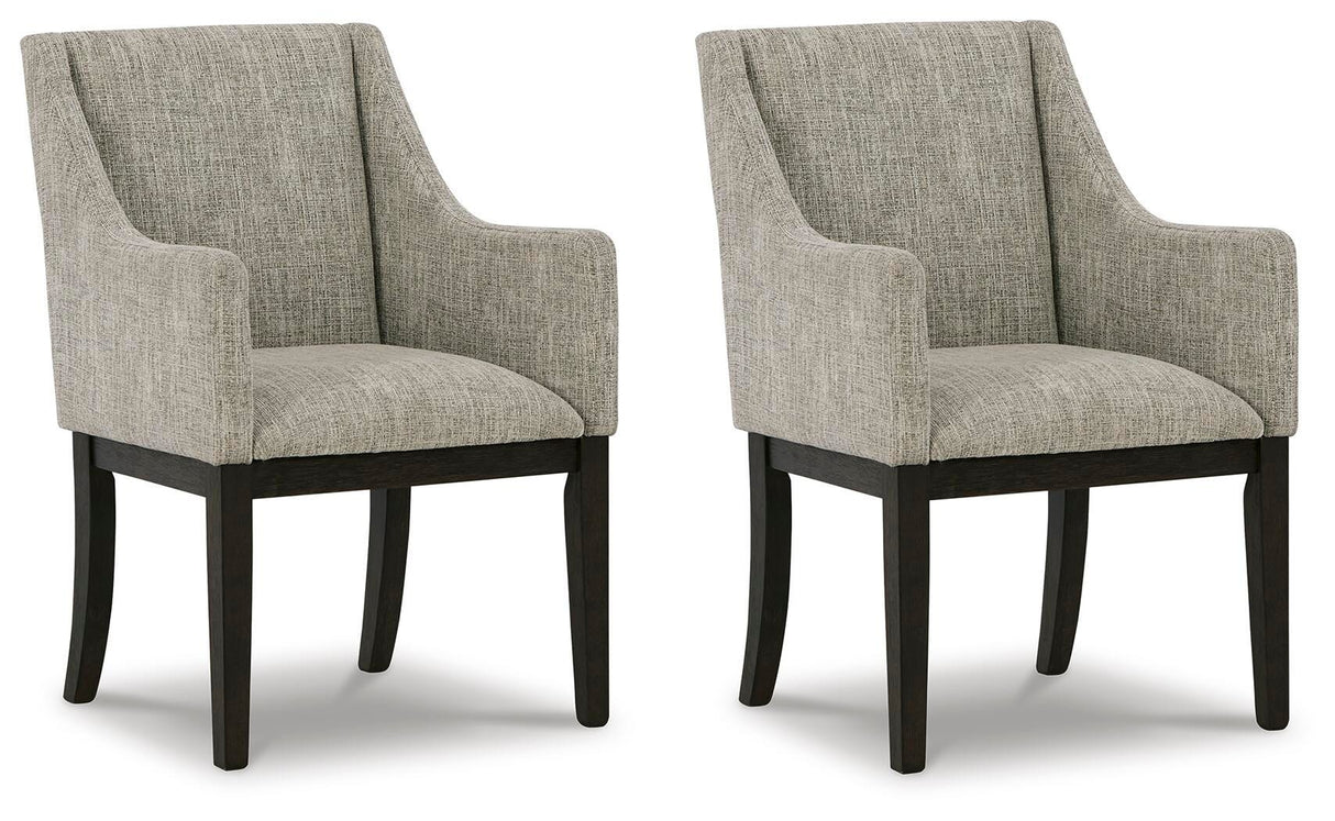 Burkhaus Beige/Dark Brown Dining Arm Chair, Set of 2 from Ashley Furniture - Luna Furniture