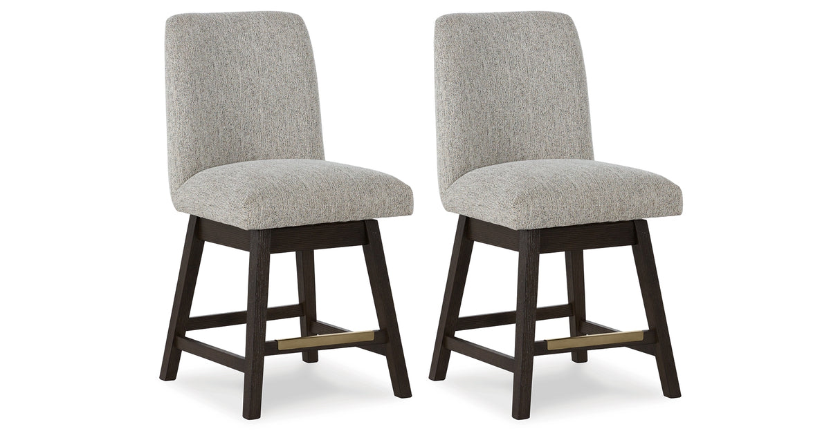 Burkhaus Beige/Dark Brown Counter Height Barstool, Set of 2 from Ashley - Luna Furniture