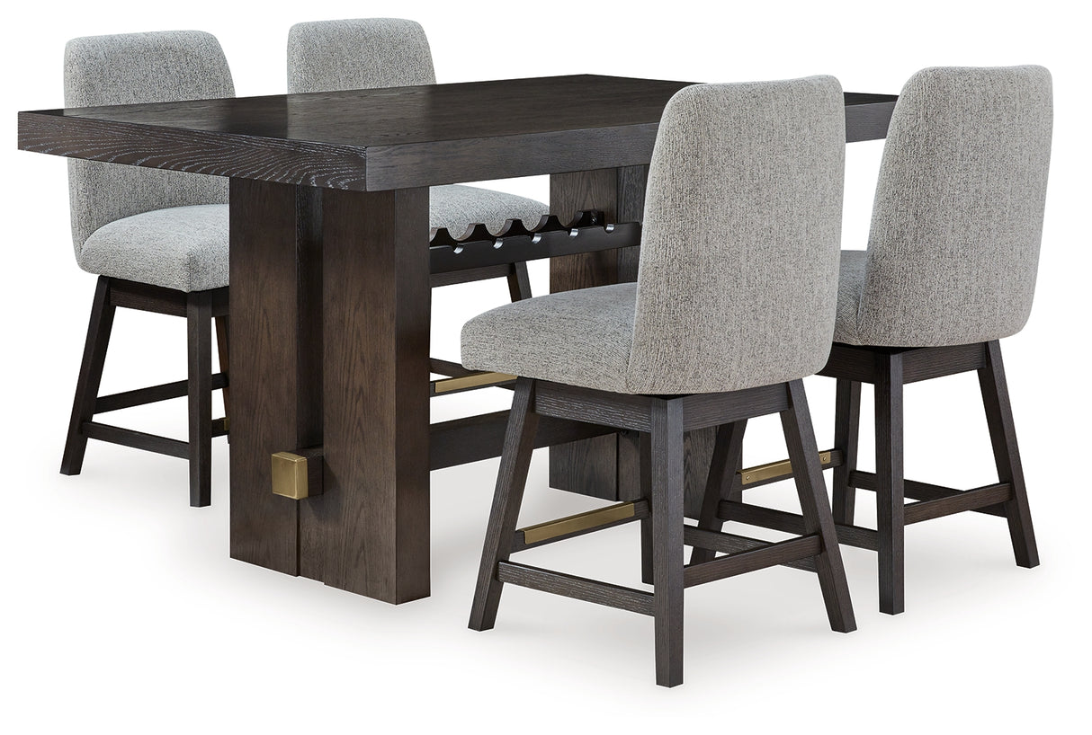 Burkhaus Dark Brown/Gray Counter Height Set from Ashley Furniture - Luna Furniture