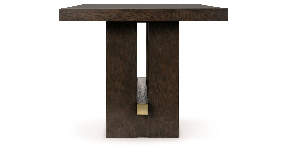 Burkhaus Dark Brown Counter Height Dining Table and 4 Barstools with Server from Ashley Furniture - Luna Furniture