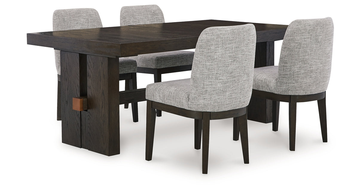Burkhaus Dark Brown Dining Table and 4 Chairs from Ashley Furniture - Luna Furniture
