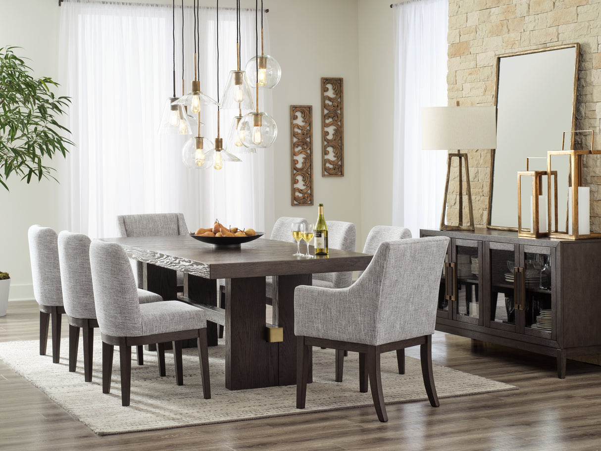 Burkhaus Dark Brown Dining Table and 8 Chairs from Ashley Furniture - Luna Furniture