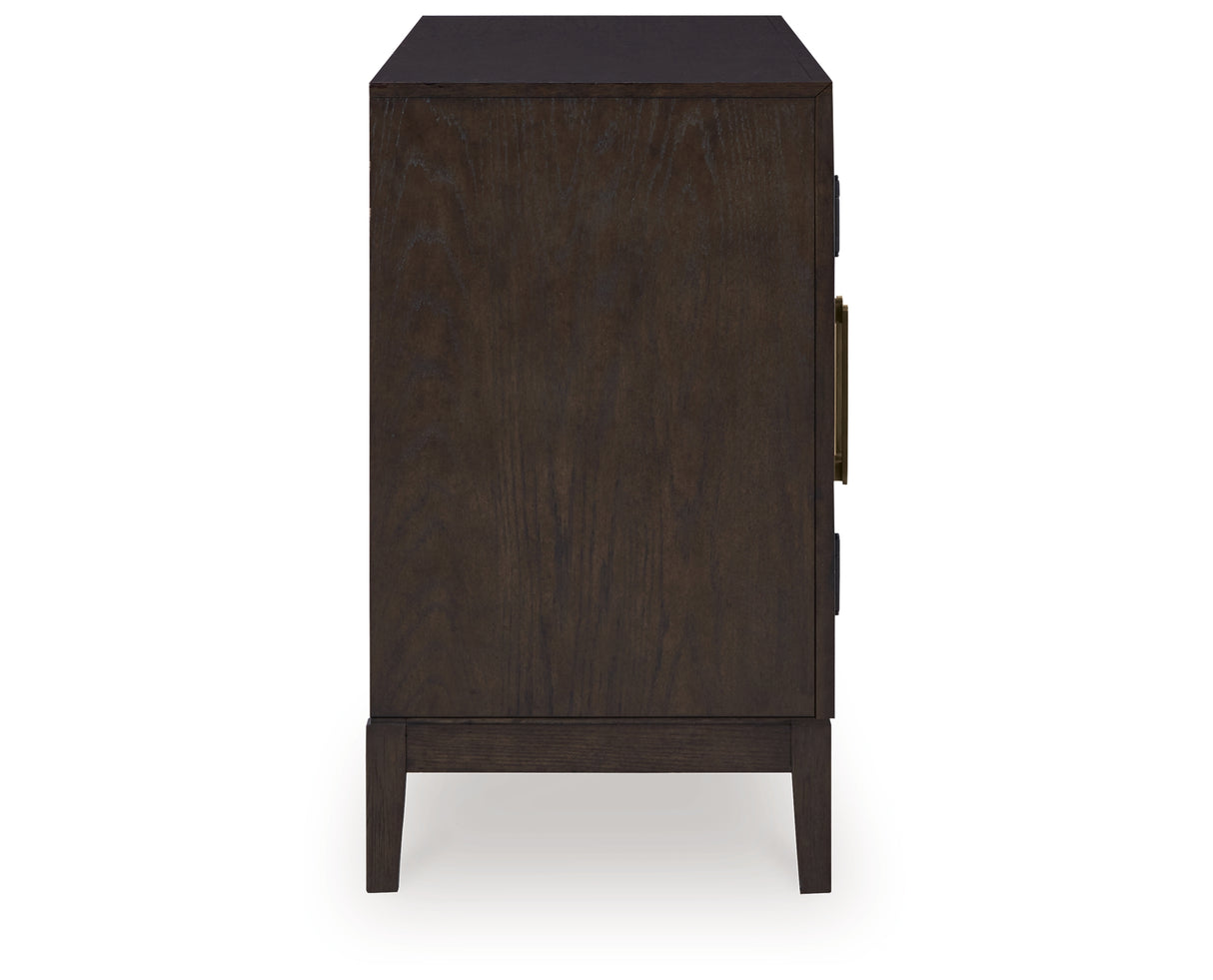 Burkhaus Dining Table and 8 Chairs with Storage in Dark Brown from Ashley - Luna Furniture