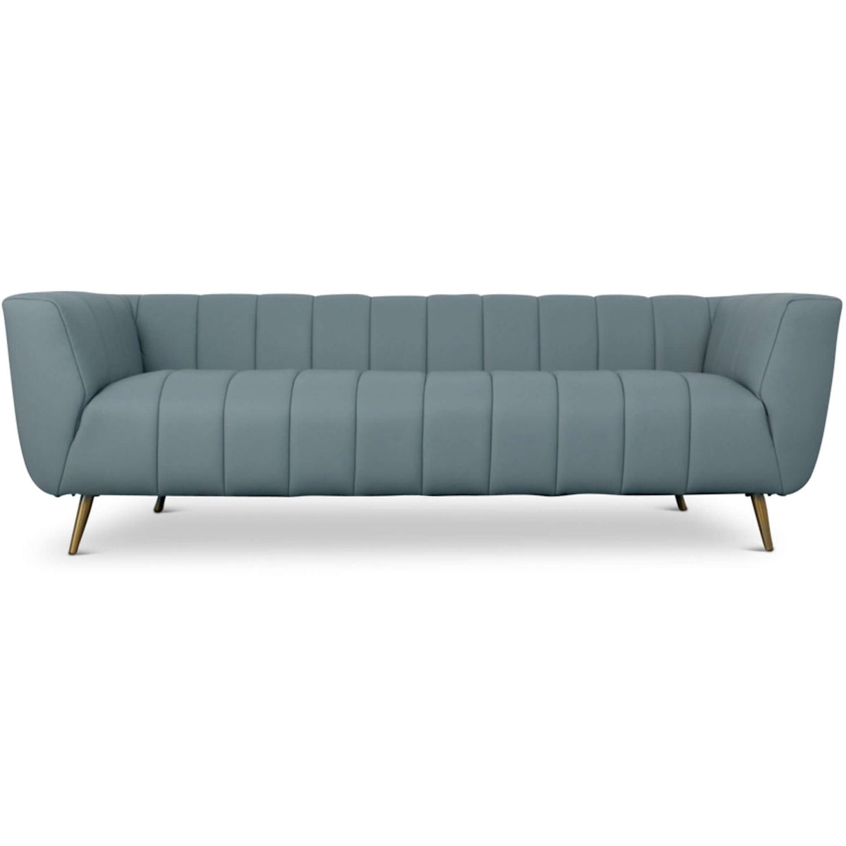 LaMattina Genuine Italian Blue Leather Channel Tufted Sofa from Ashcroft Furniture - Luna Furniture