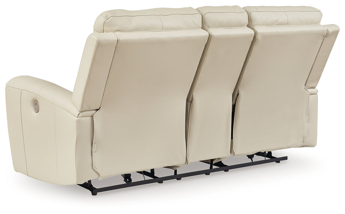 Dahlmoore Almond Power Reclining Loveseat with Console from Ashley - Luna Furniture