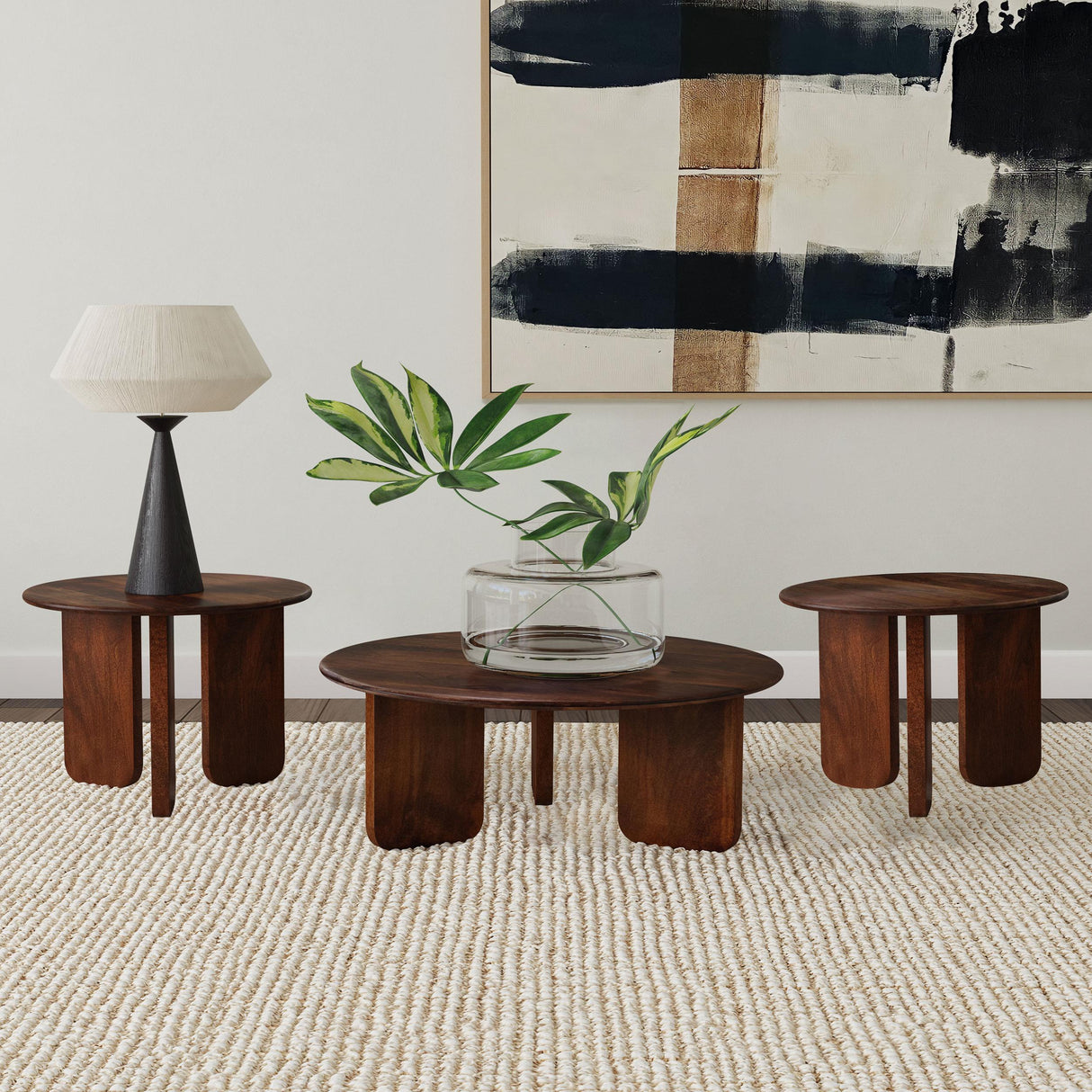 Dale Brown 3-Piece Solid Wood Coffee and End Table Set from Coaster - Luna Furniture