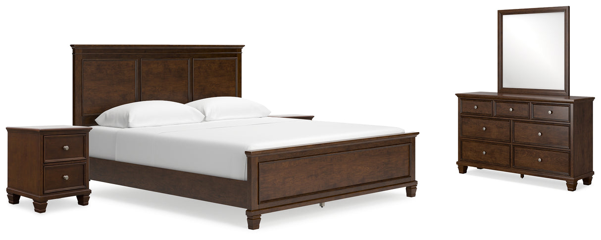 Danabrin California King Panel Bed with Mirrored Dresser and 2 Nightstands in Brown from Ashley Furniture - Luna Furniture