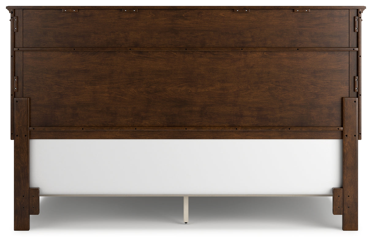 Danabrin California King Panel Bed with Mirrored Dresser and 2 Nightstands in Brown from Ashley Furniture - Luna Furniture