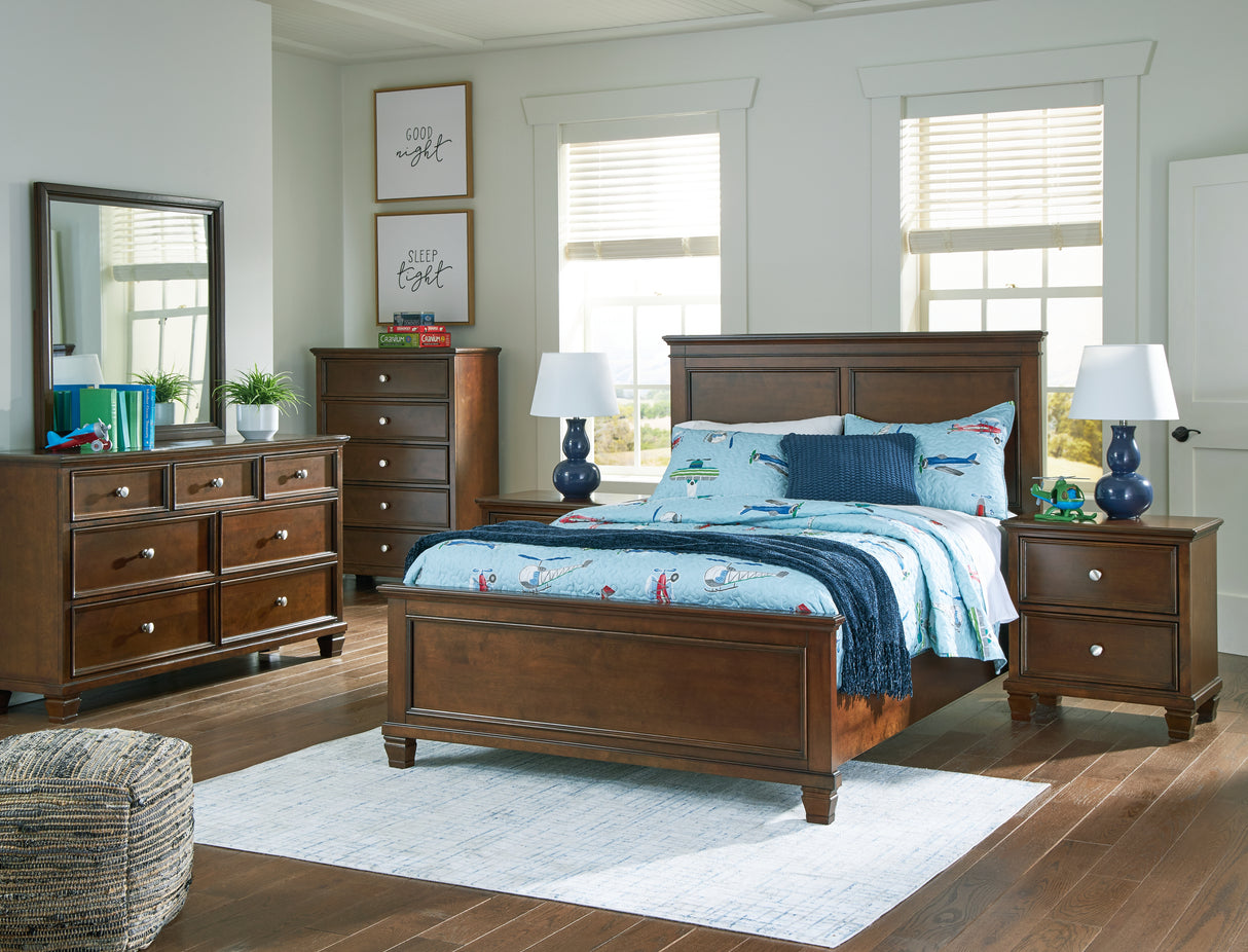 Danabrin Full Panel Bed with Mirrored Dresser and 2 Nightstands in Brown from Ashley Furniture - Luna Furniture
