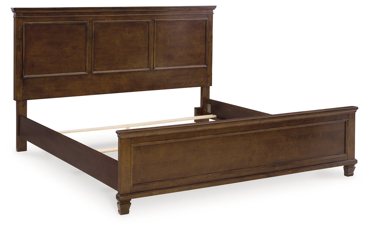 Danabrin King Panel Bed with Mirrored Dresser and Chest in Brown from Ashley Furniture - Luna Furniture