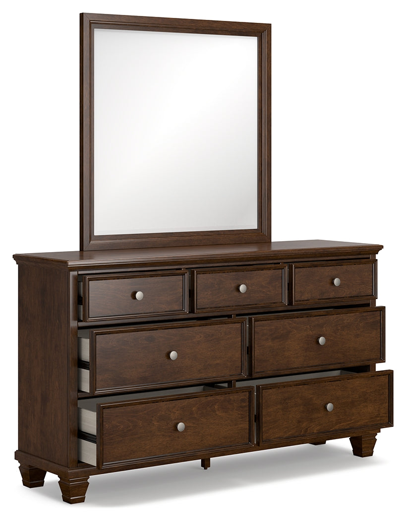 Danabrin Queen Panel Bed with Mirrored Dresser and 2 Nightstands in Brown from Ashley - Luna Furniture