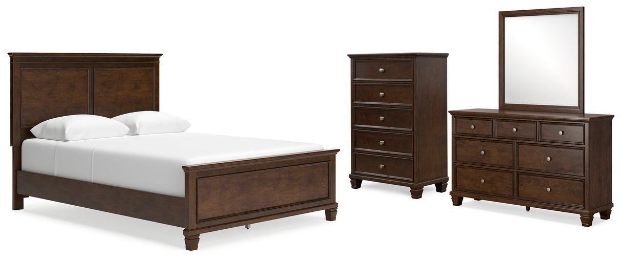 Danabrin Queen Panel Bed with Mirrored Dresser and Chest in Brown from Ashley Furniture - Luna Furniture
