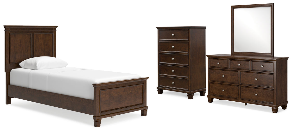 Danabrin Twin Panel Bed with Mirrored Dresser and Chest in Brown from Ashley Furniture - Luna Furniture